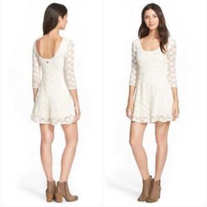 Billabong white lace long sleeves Skater dress